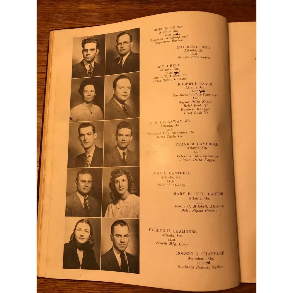 Brief Book 1948 Atlanta Law School Fifty-Eighth Session Yearbook Embossed Vinyl